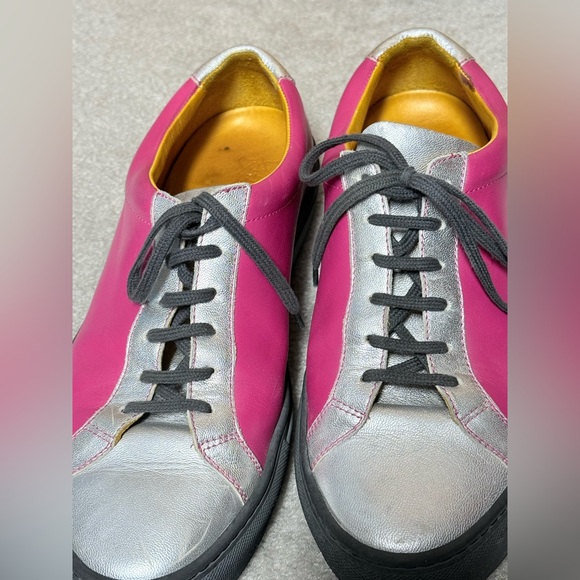 Undandy Men’s Custom Color block pink silver leather sneakers sz 11 - Picture 8 of 14